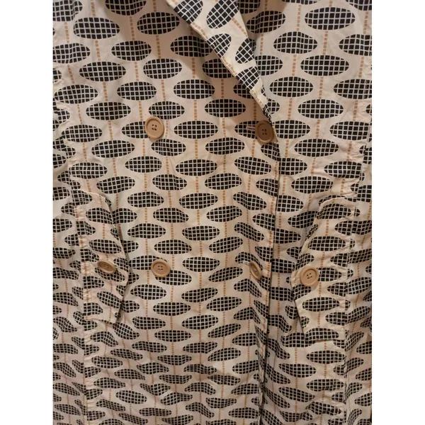 GAP Trench Coat, Geo Print, Ivory, Black & Tan, Sz: XS No Belt - Image 15