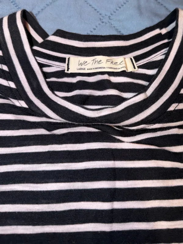 We The Free Black and White Striped Fitted Tee - Image 2