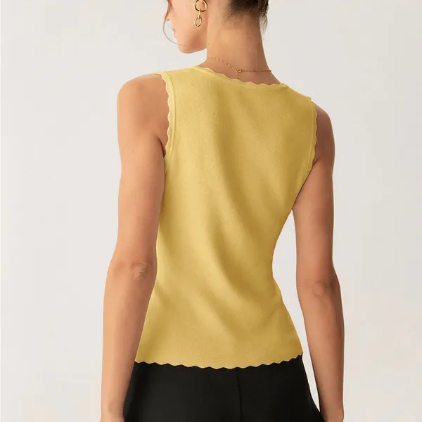 Rihoas Yellow Tie-Front Knit Tank Top - Image 4