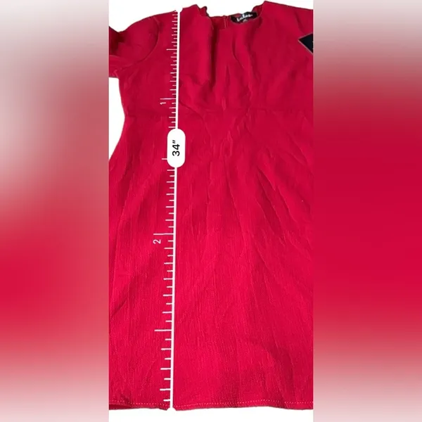 Lulus‎ Center of Attend Red Flounce 3/4 Bell Sleeve Mini Dress Size M - Image 12
