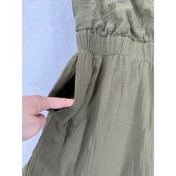 Petal + Pup‎ Womens Olive Green Gauze Wide Leg Sleeveless Jumpsuit Size L - Image 9