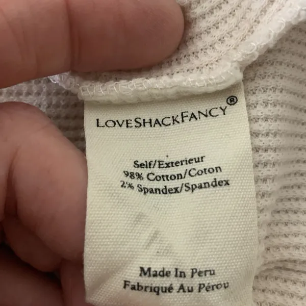 Loveshackfancy Thelia Waffle Knit Henley Top Cream Nude Color Sz XS - Image 8
