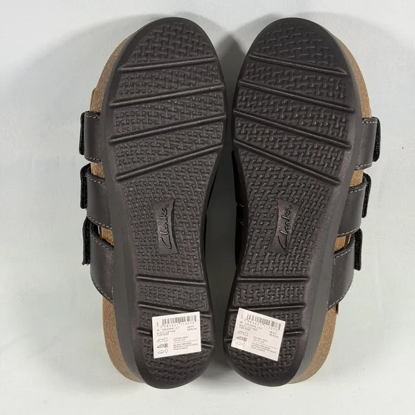 Clarks Size-8.5M Womens Calenne Lily Black Leather Casual Sandals Shoes‎ - Image 4