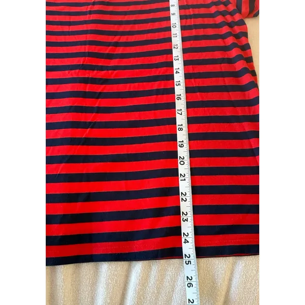 Lauren Ralph Lauren Women’s Top Sz LG Red Navy‎ Stripe Gold Buttons Equestrian - Image 9