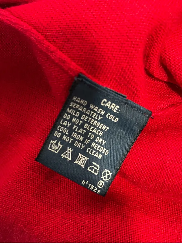 Ralph Lauren Red Drape Open Cardigan Leather Trim Women's Sweater Size Small - Image 6