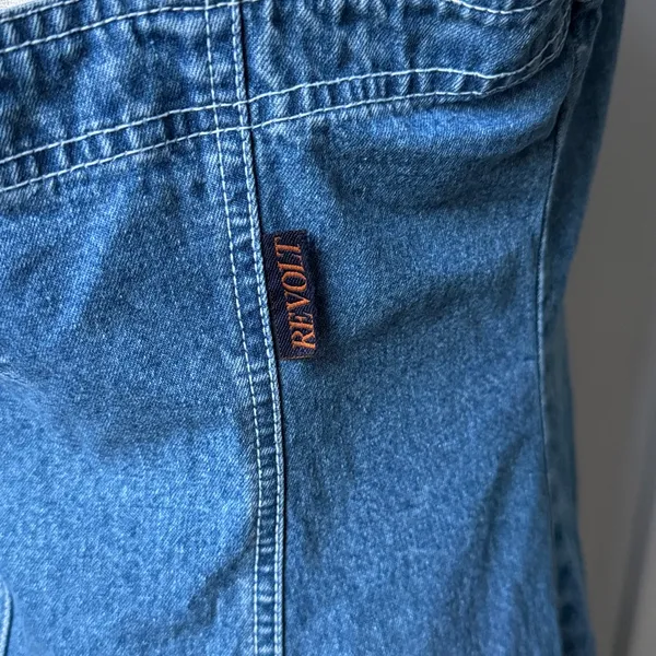 Revolt Vintage Blue Denim Button-Front Dress Knee Length Summer Western Classic - Image 6
