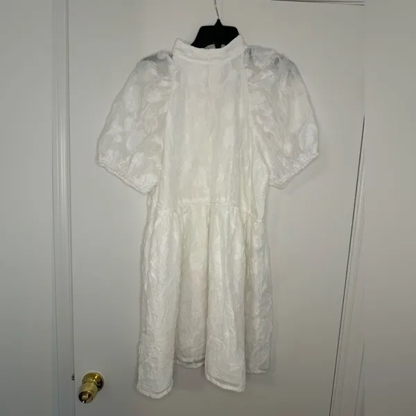NWT H&M White Jacquard-Weave Dress Size Large - Image 4