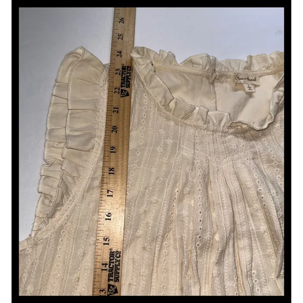 Hem & Thread Top Womens Large Cream Ruffle Eyelet‎ Sleeveless Boho - Image 5