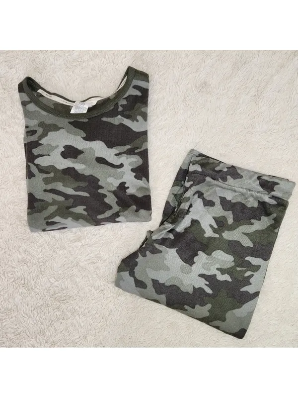 Lucky Brand Womens Green Camo Pajamas Lounge Top Sz Small & Bottoms Sz Small - Image 2
