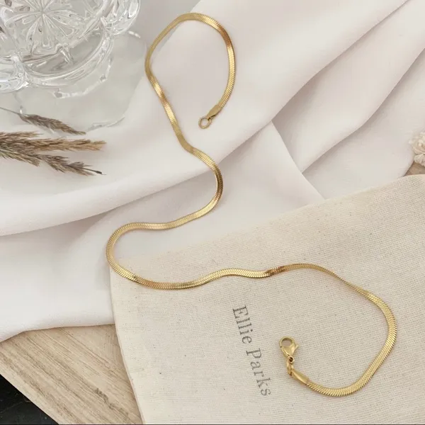 Gold Plated Herringbone Necklace - Image 3