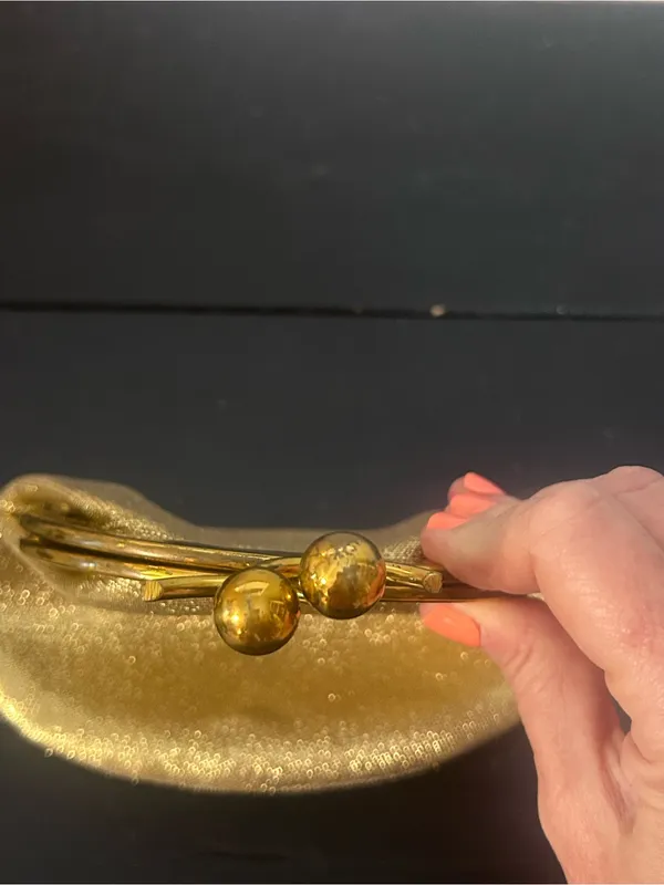 Vintage Gold Lame Kiss Lock Evening Clutch Purse Metallic Formal Wedding Handbag - Image 3