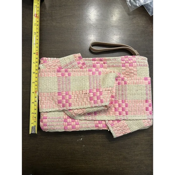 A New Day Target Women’s Pink woven grass handbag purse Clutch Beach Summer - Image 2