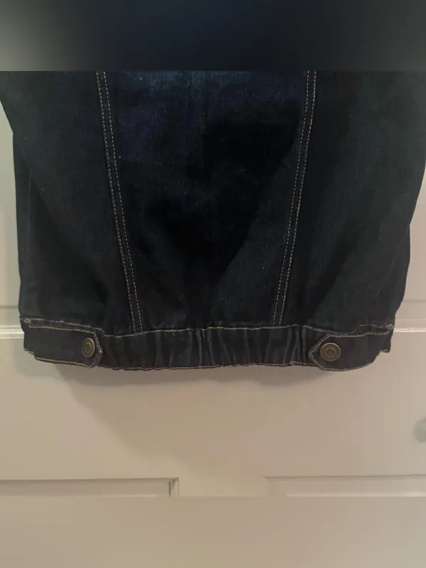 Dolled Up Vintage Women’s Dark-wash Denim Vest with Beaded Embellished Pocket - Image 10