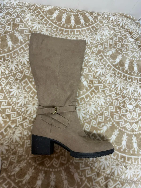 Dr. Scholl's Taupe Knee-High Block Heel Buckle Boots - Image 10