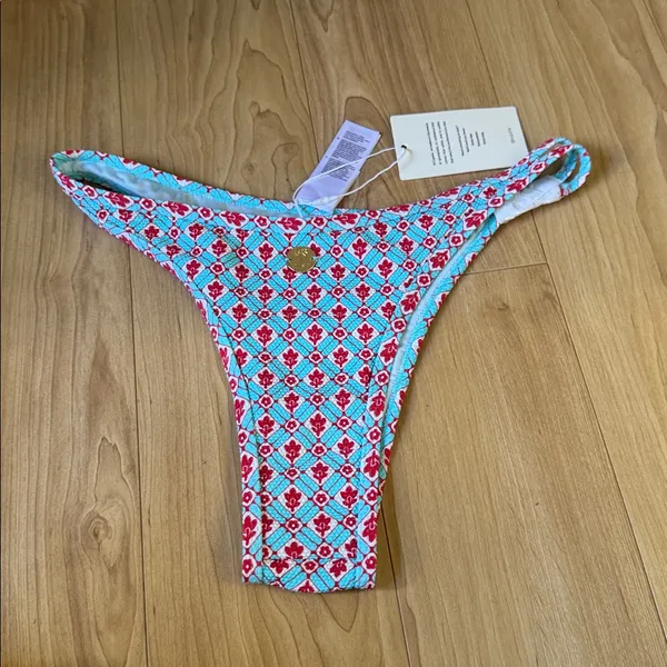 Cupshe Blue and Red Patterned Bikini Bottom - Image 2