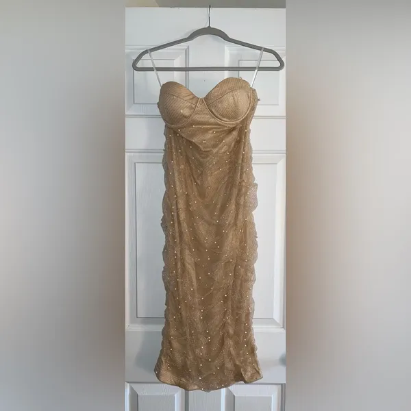 Hello Molly Magical Connection Midi Dress in Gold Size 8 New with tags - Image 13
