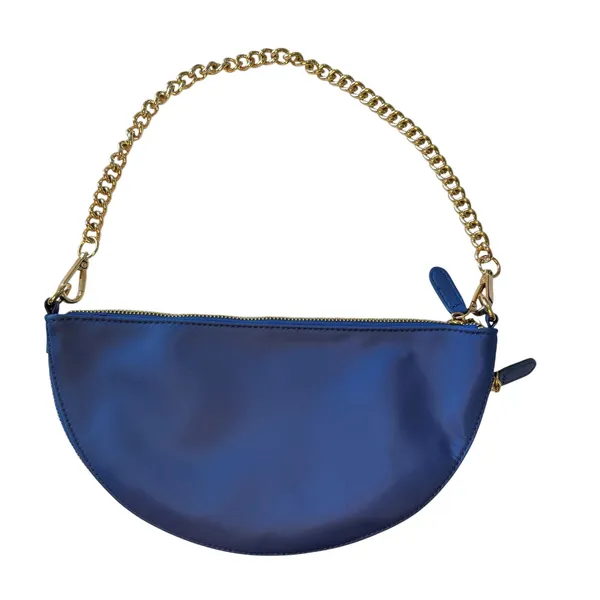 Chico's Royal‎ Blue Half Moon Bag Gold Chain Strap Trendy Shoulder Bag Purse - Image 2
