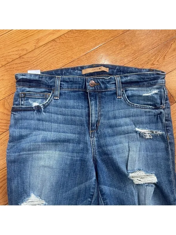 Joe’s Jeans Skinny Ankle Heavily Distressed Raw Hem W30 Ripped Cropped Denim - Image 9