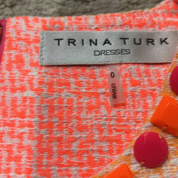Trina Turk Aptos 2 Pink Orange Halter Shift Dress size 0 worn once - Image 4