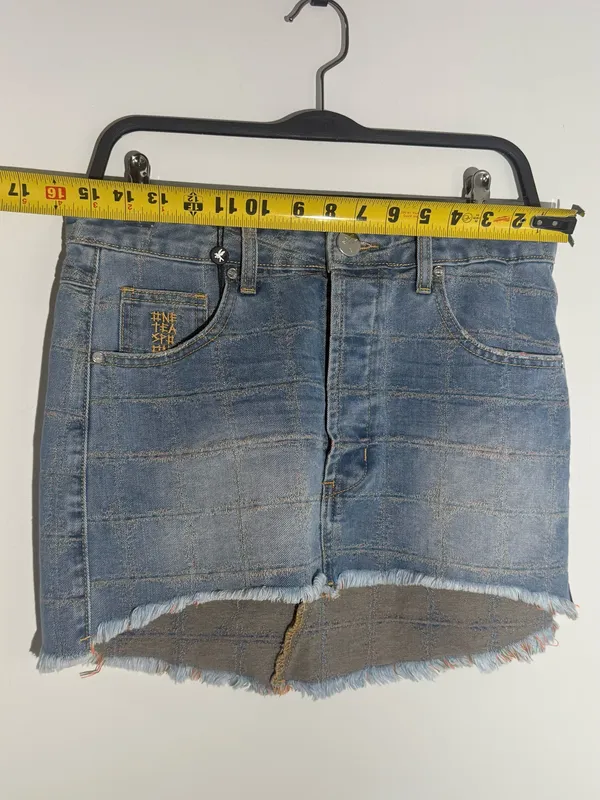 NWT Free People One Teaspoon Junkyard Low Waist Mini Denim Skirt - Tropical Blue - Image 12