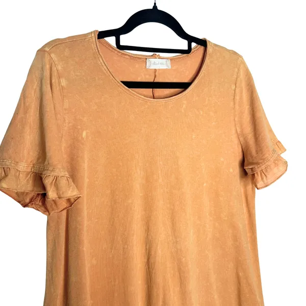 Altar’d State Wren Ruffle Swing Short Sleeve Top Size Large Boho Soft Girl Tee - Image 2