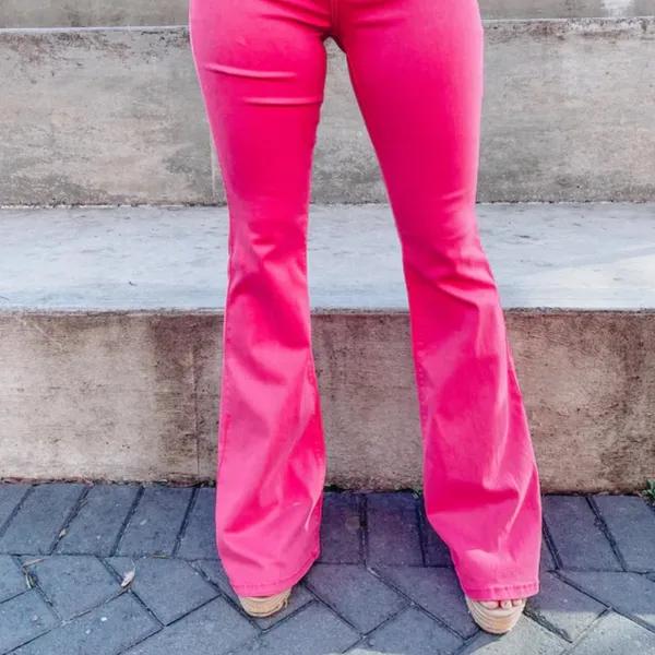 Cello Hot Pink Flare Pants Women’s Size 7 - Image 3