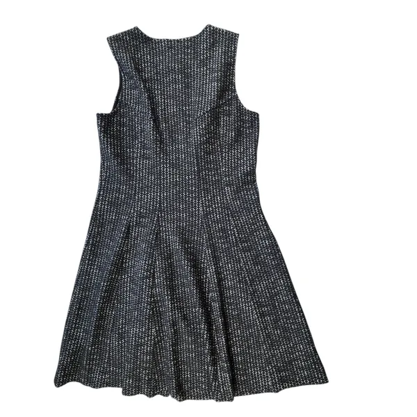 Ann Taylor Zigzag Textured Knit Front Zip Dress Womens 6 Fit & Flare Black White - Image 10