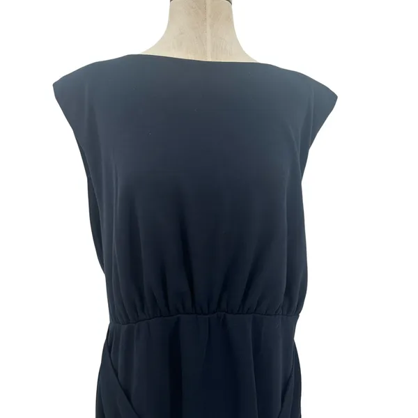 Free People Runaway Knit Mini Dress‎ Sleeveless Draped Black Size XL - Image 4