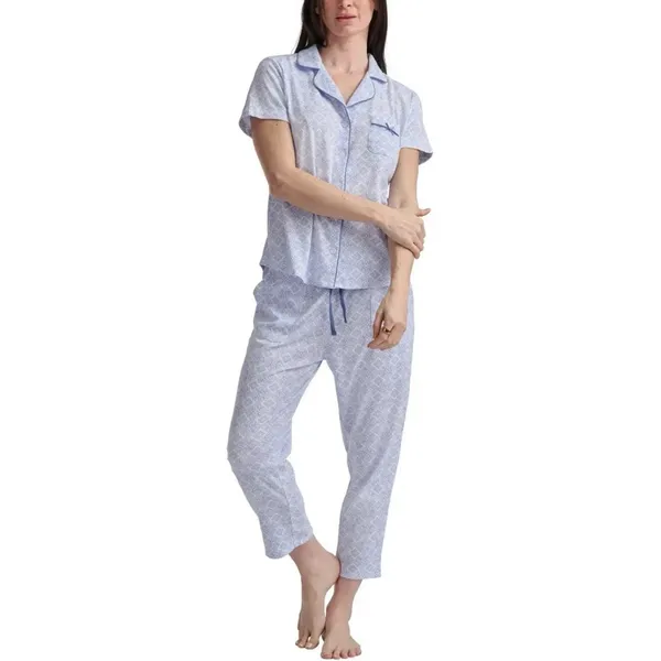 NWT Karen Neuburger Women's Notch Collar 2-piece PJ Set Blue M - Image 2