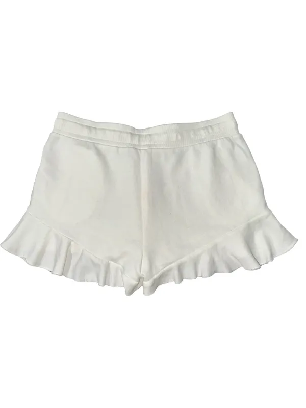 Nation LTD Women’s Size M White Ruffle Hem Drawstring French Terry Shorts - Image 2