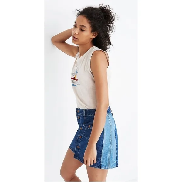 Madewell Straight Denim Mini Skirt: Pieced Edition - Image 2