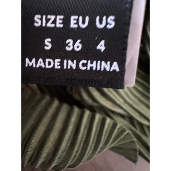 Silk Ribbed Strapless Mini Dress Olive Green Small - Image 6