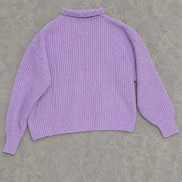 Old Navy SoSoft Women’s Small Lilac Purple Mock Neck Chunky Knit Sweater #1400 - Image 2
