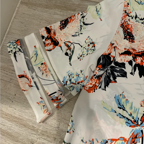 Floral White 3/4 Sleeve Mini Dress Size S - Image 5