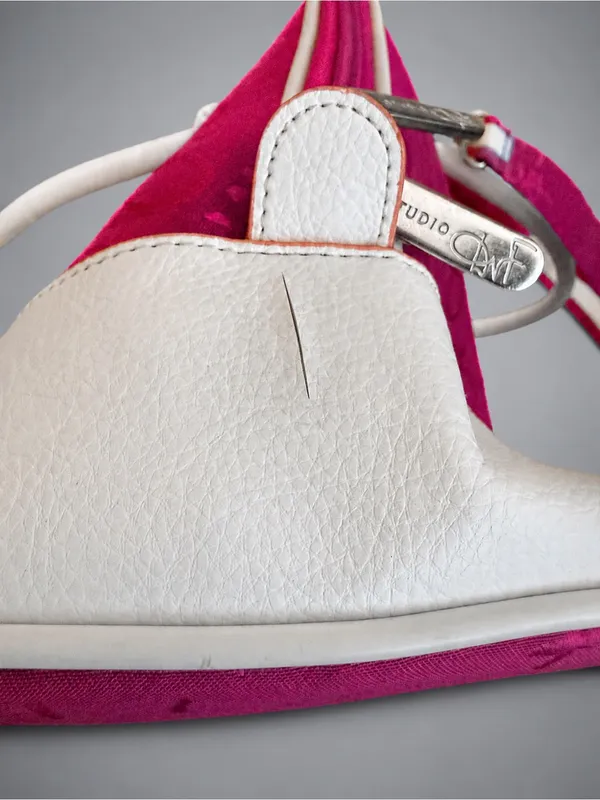Diane Von Furstenburg Travel Bag White Leather Trim Detachable Shoulder Strap - Image 6