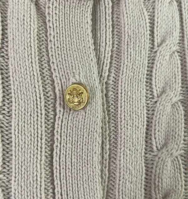 Adrienne Vittadini Cream and Gold Ribbed Cardigan Sweater - Image 4