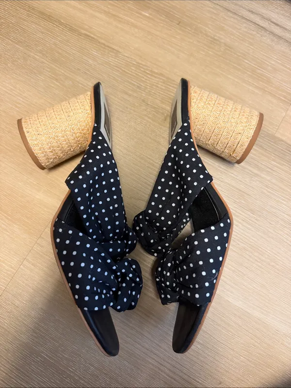 Dolce Vita Polka Dot Twisted Knot Slide Sandals Heels - Size 9 - Image 3