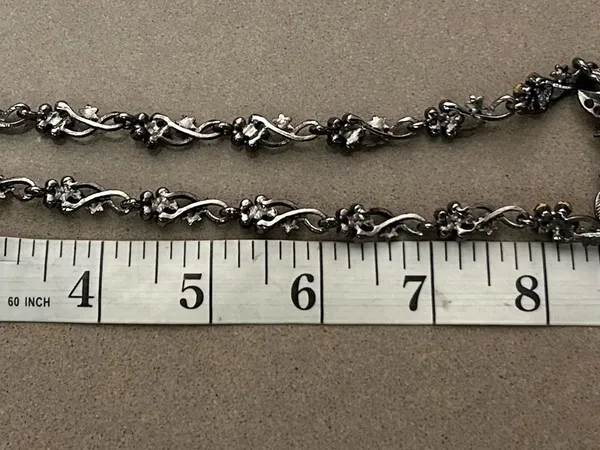 Jewelry Floral Garnet-Tone Crystal Necklace in Dark Silver Finish - Image 3