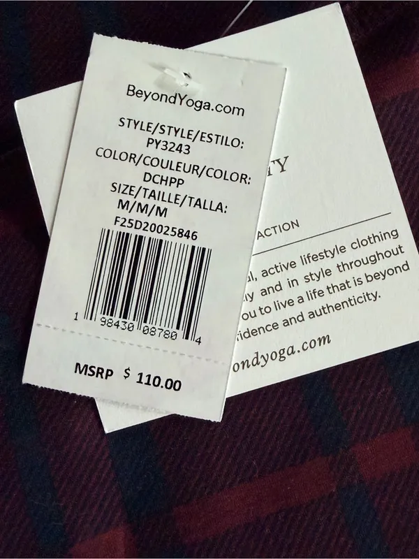 NWT Beyond Yoga Dark Red Plaid Leggings - Image 5