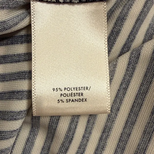 Ann Taylor striped stretch button front top blouse tie neck blouson sleeves S - Image 5
