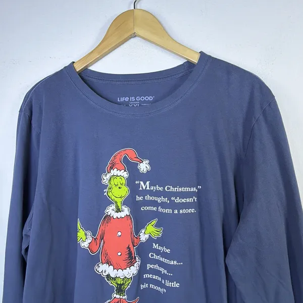 Life is Good Christmas Grinch Long Sleeve Crusher Tee XXL holiday Santa Women’s - Image 4
