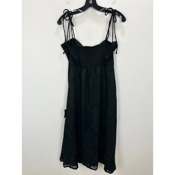 Lulus Loveliest Looks Black Floral Jacquard Tie-Strap Midi Dress Large NWT - Image 8