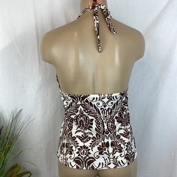 Victoria’s Secret Brown & Ivory Print Tankini Swim Bathing Suit Top M - Image 3