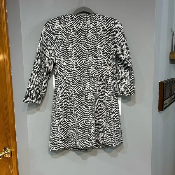 Cabi Zebra Zig Zag‎ Print Topper longline Jacket Black White 3/4 Sleeve XS - Image 5