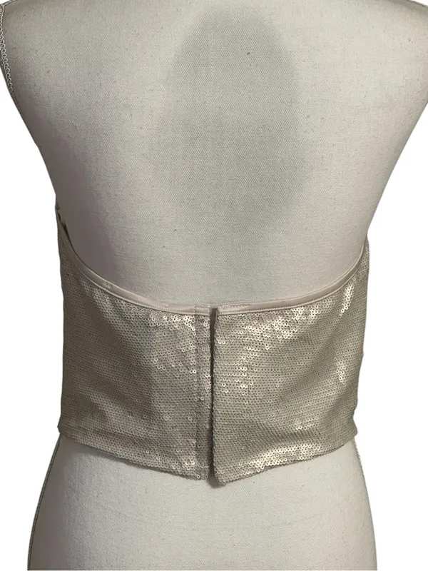 Zara Cream Sequin Sleeveless Corset Crop Top NWT - Image 2