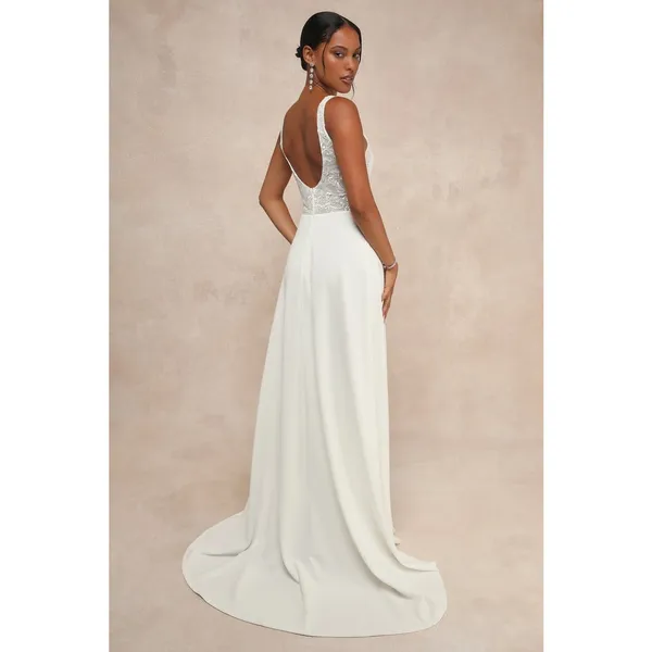 NWT Lulus Positively Romantic White Sheer Mesh Embroidered Maxi Dress Bridal S - Image 5