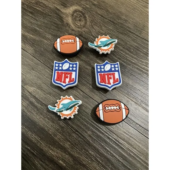 Miami Dolphins Football Team Charm For Crocs Shoe Charms - 6 Pieces - Image 2