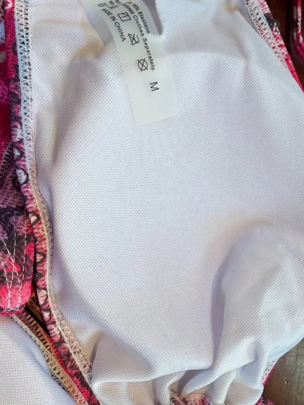 Zaful Batik Print Pink Bandeau Style Bikini Size Medium - Image 6