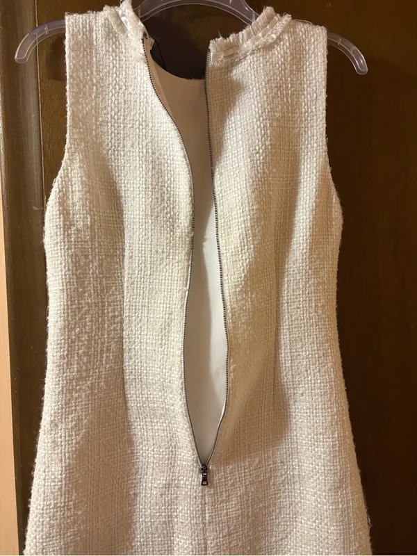 NWT Alice + Olivia Coley Tweed Sleeveless Mini Dress in White - Image 10
