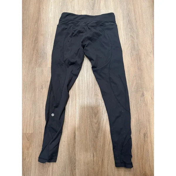 Lululemon Black‎ Running Leggings with Zipper Pockets Mid Rise Athletic Tights - Image 2